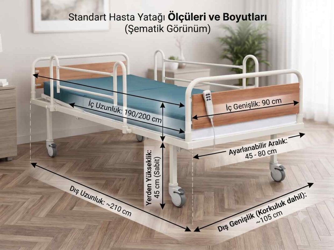 Standart hasta yatağı ölçüleri ve boyutları
